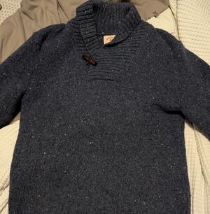 Brooks Brothers Navy Neppy Wool Donegal Shawl Collar Sweater